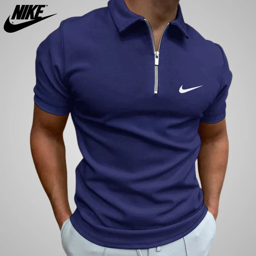 Casual Zip-Up Polo Shirt