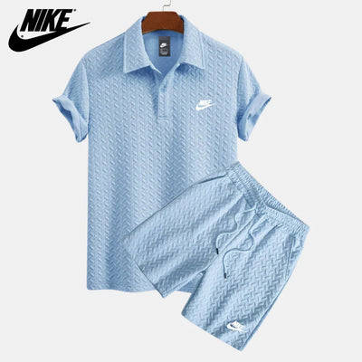 Textured polo and shorts set