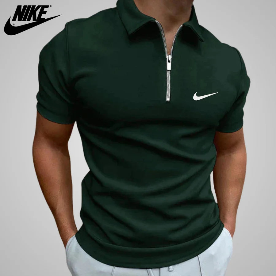 Casual Zip-Up Polo Shirt